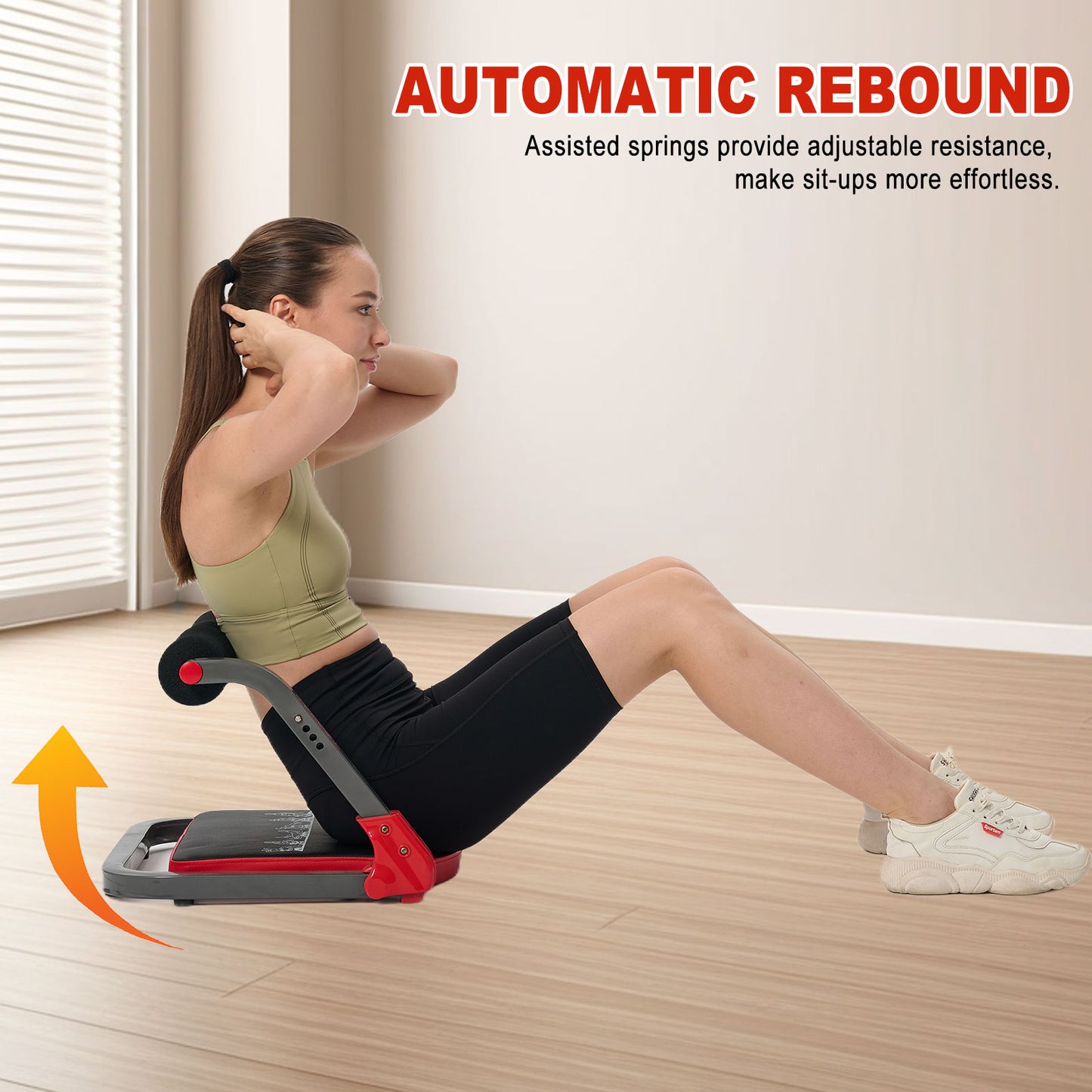 HOTWAVE Ab Machine, Sit Up Exercise Equipment, Ab Workout Equipment with 3 Adjustable Resistance, Ab Trainer for Stomach Workout with 330 LBS Weight Capacity, Foldable Ab Crunch Machine for Home Gym