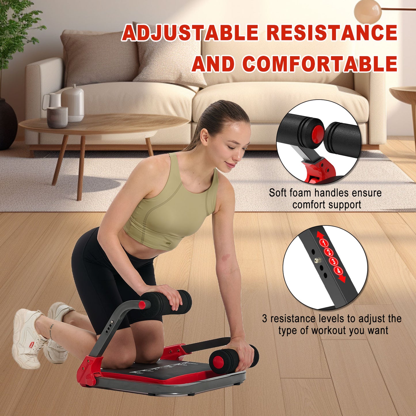 HOTWAVE Ab Machine, Sit Up Exercise Equipment, Ab Workout Equipment with 3 Adjustable Resistance, Ab Trainer for Stomach Workout with 330 LBS Weight Capacity, Foldable Ab Crunch Machine for Home Gym