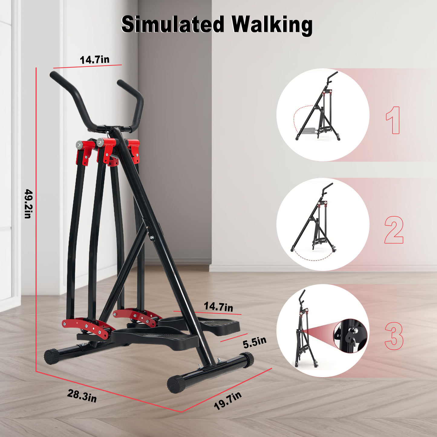 Spacewalker-Air Walker Exercise Machine, Cardio Cross Trainer Glider for Home Exercise, Foldable Elliptical for Small Spaces, 350LBS Weight Capacity