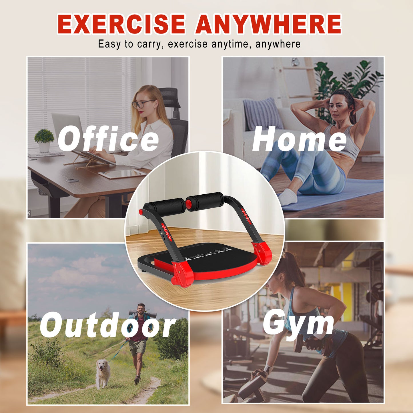 HOTWAVE Ab Machine, Sit Up Exercise Equipment, Ab Workout Equipment with 3 Adjustable Resistance, Ab Trainer for Stomach Workout with 330 LBS Weight Capacity, Foldable Ab Crunch Machine for Home Gym