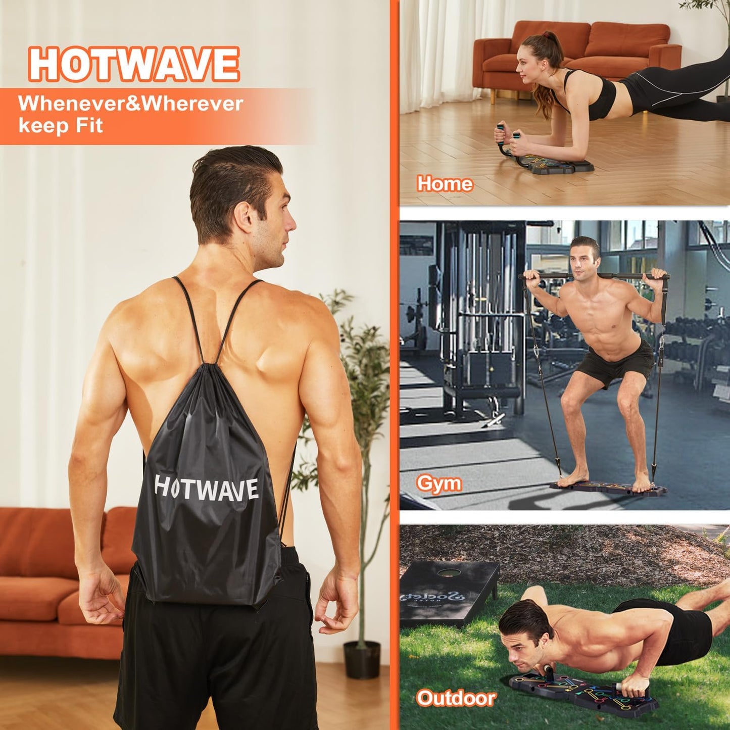 HOTWAVE Portable Workout Equipment with 20 Gym Accessories