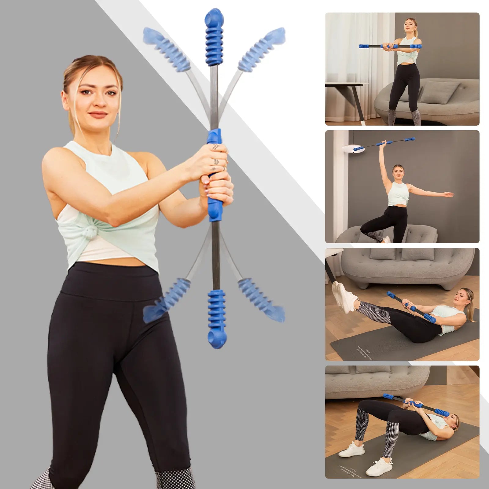 Elastic fitness bars to targeted full-body exercise