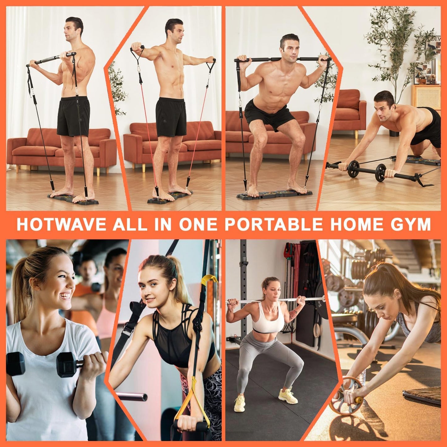 HOTWAVE Portable Workout Equipment with 20 Gym Accessories