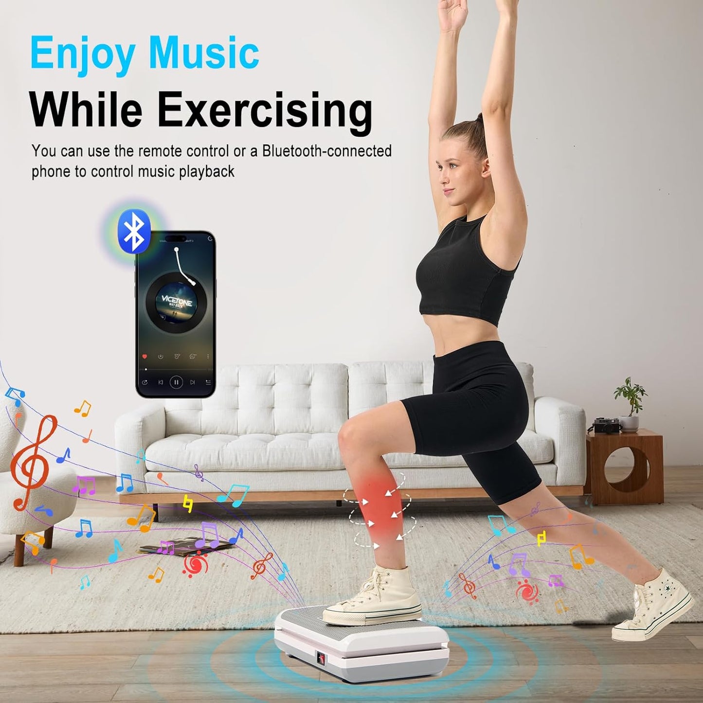 HOTWAVE Bluetooth Vibration Plate – Fat Burn & Muscle Toning Machine