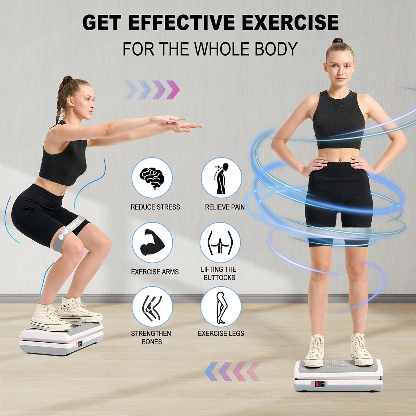 HOTWAVE Bluetooth Vibration Plate – Fat Burn & Muscle Toning Machine