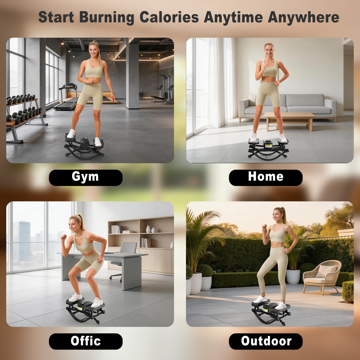 Rock Stepper - New Generation Aerobic Fitness Equipment with 350lbs Load Capacity for Indoor Outdoor Use No Installation Needed