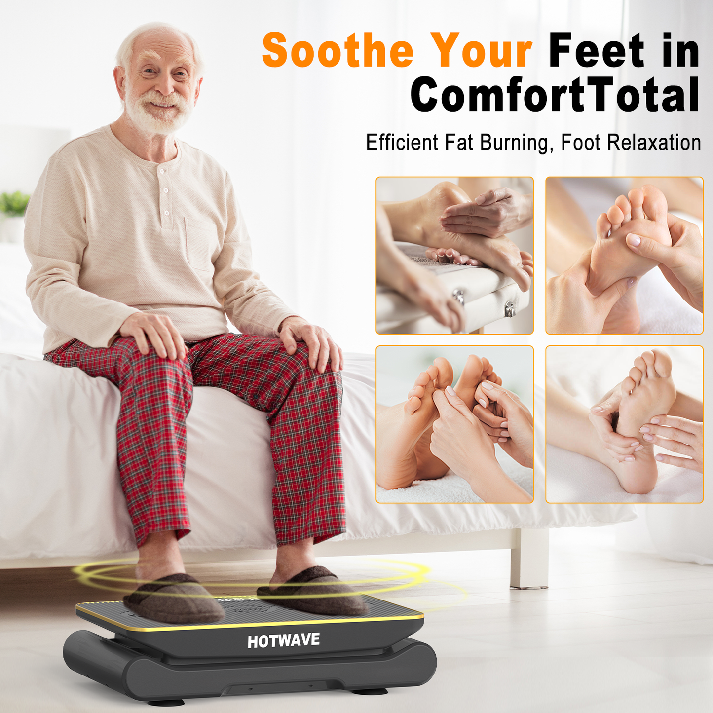 HOTWAVE Vibration Plate Machine, 350 lbs Weight Capacity, 1-10 Level Lymphatic Drainage Machine, body balance Full Body Workout Vibration board, Home Gym Equipment