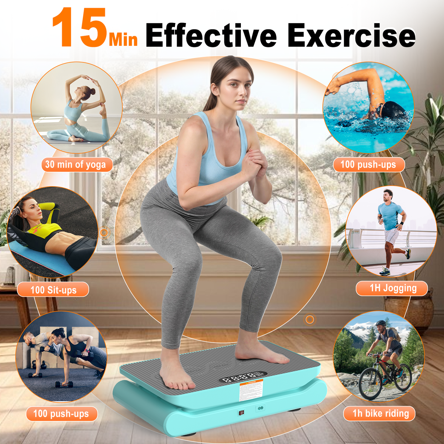 HOTWAVE Vibration Plate Machine, 350 lbs Weight Capacity, 1-10 Level Lymphatic Drainage Machine, body balance Full Body Workout Vibration board, Home Gym Equipment