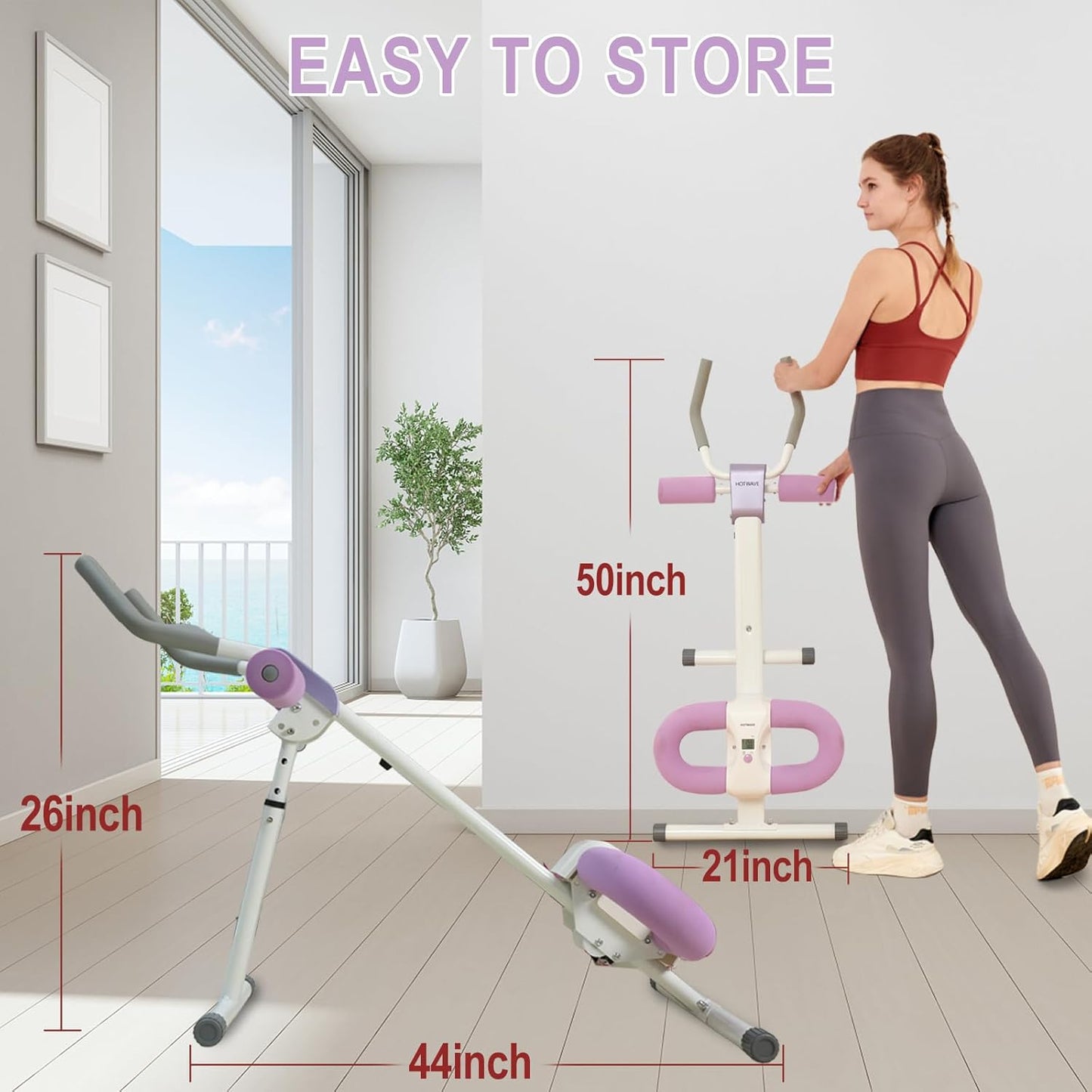 HOTWAVE Ab Workout Equipment Abdominal Trainer, Adjustable Ab Machine at Home Gym, Foldable Abdominal Exercise Machine, Core & Ab Trainer Machine for Stomach Workout with LCD Monitor