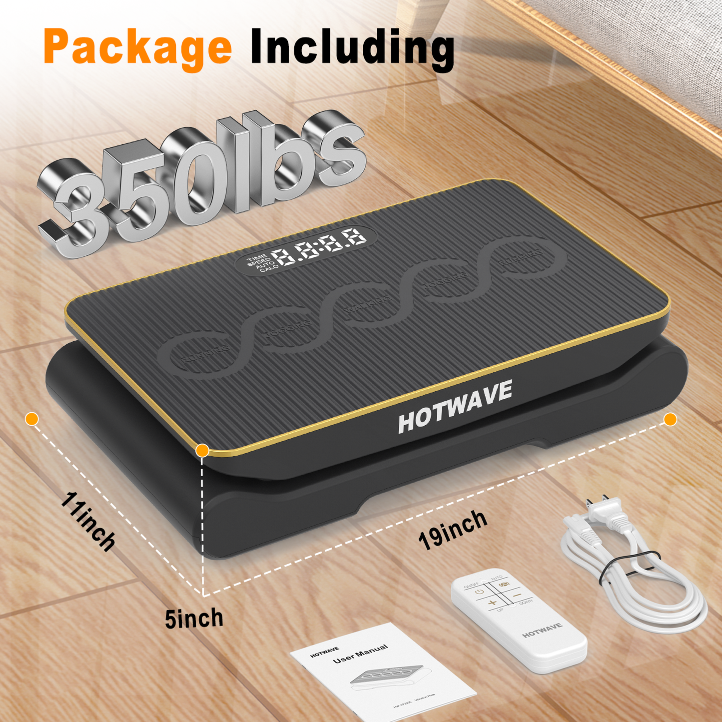 HOTWAVE Vibration Plate Machine, 350 lbs Weight Capacity, 1-10 Level Lymphatic Drainage Machine, body balance Full Body Workout Vibration board, Home Gym Equipment