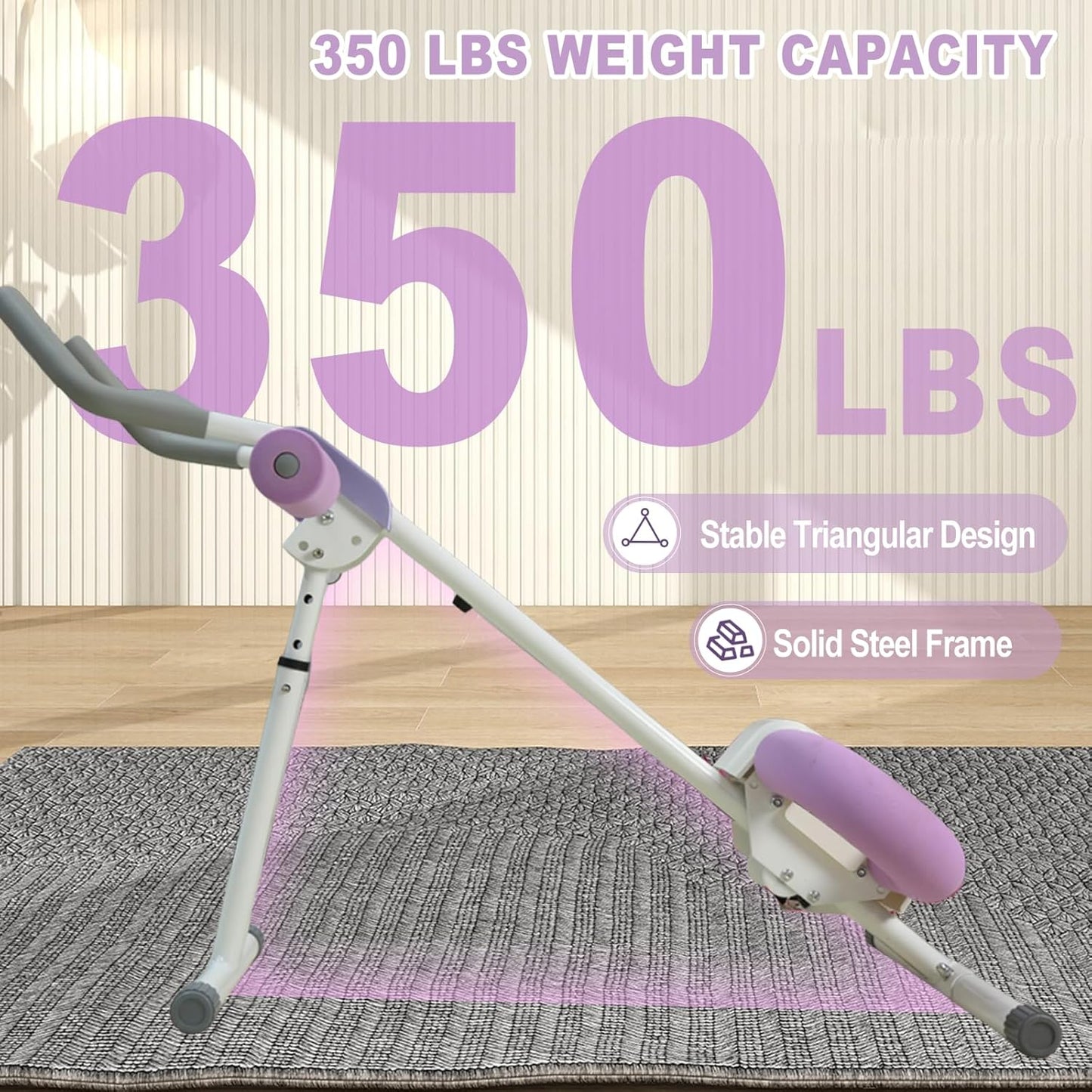 HOTWAVE Ab Workout Equipment Abdominal Trainer, Adjustable Ab Machine at Home Gym, Foldable Abdominal Exercise Machine, Core & Ab Trainer Machine for Stomach Workout with LCD Monitor