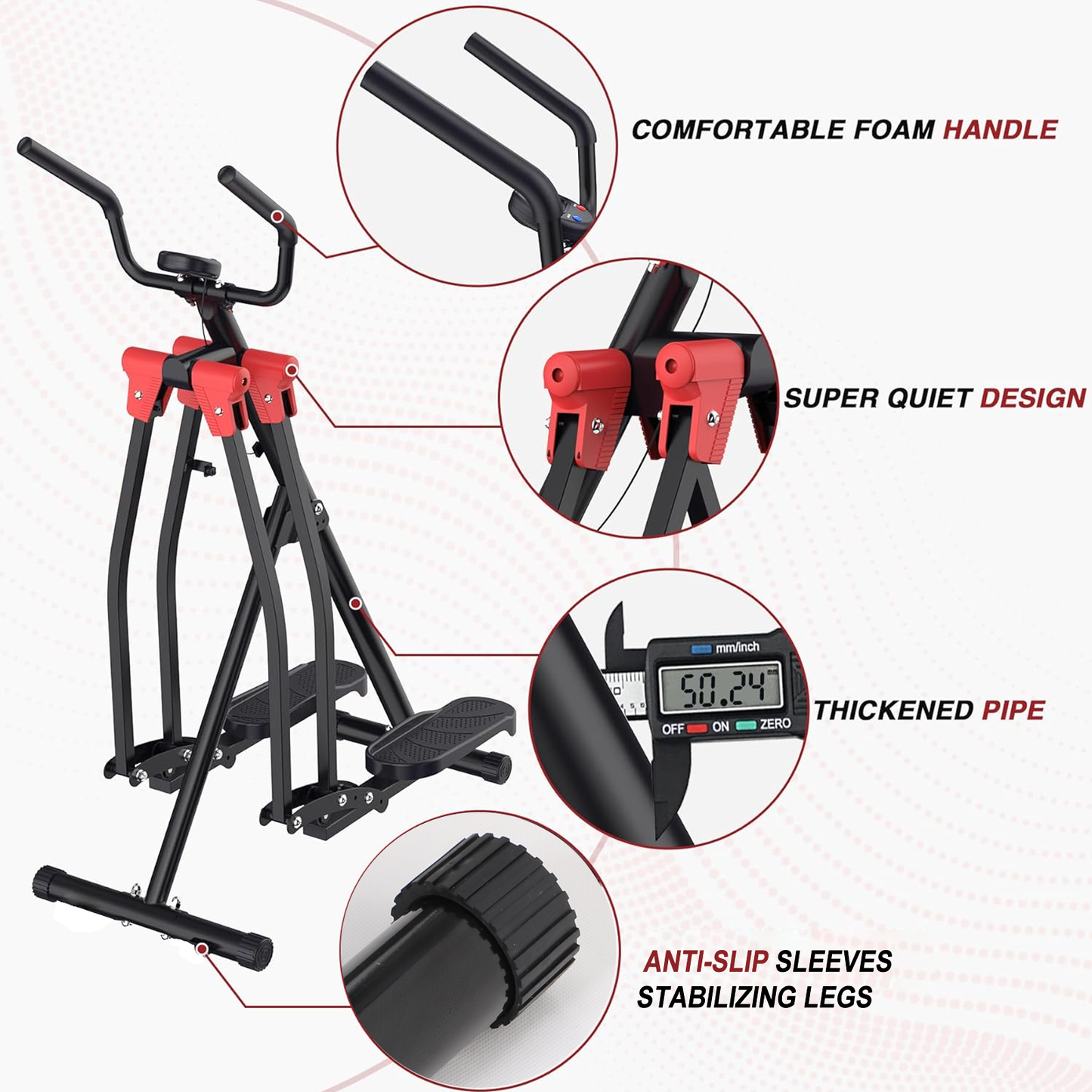 Spacewalker-Air Walker Exercise Machine, Cardio Cross Trainer Glider for Home Exercise, Foldable Elliptical for Small Spaces, 350LBS Weight Capacity