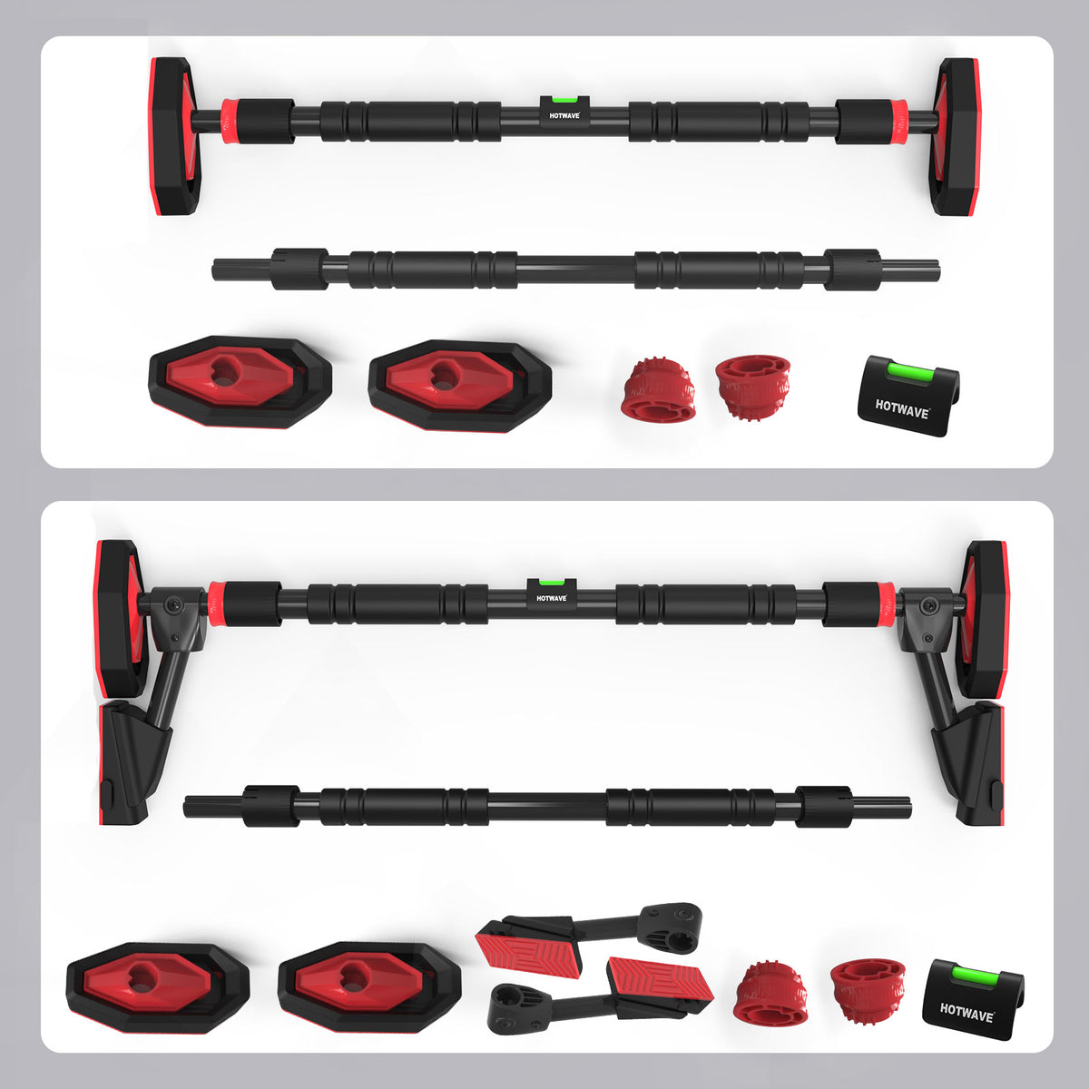 HOTWAVE Doorway Pull Up Bar,Portable Home Gym Upper Body Strength Training, 600LB Capacity, 3-level gear lock, No-Drill Chin Up Bar with Bubble Level, Adjustable Width 28.7-37in / 31.5-40.6in