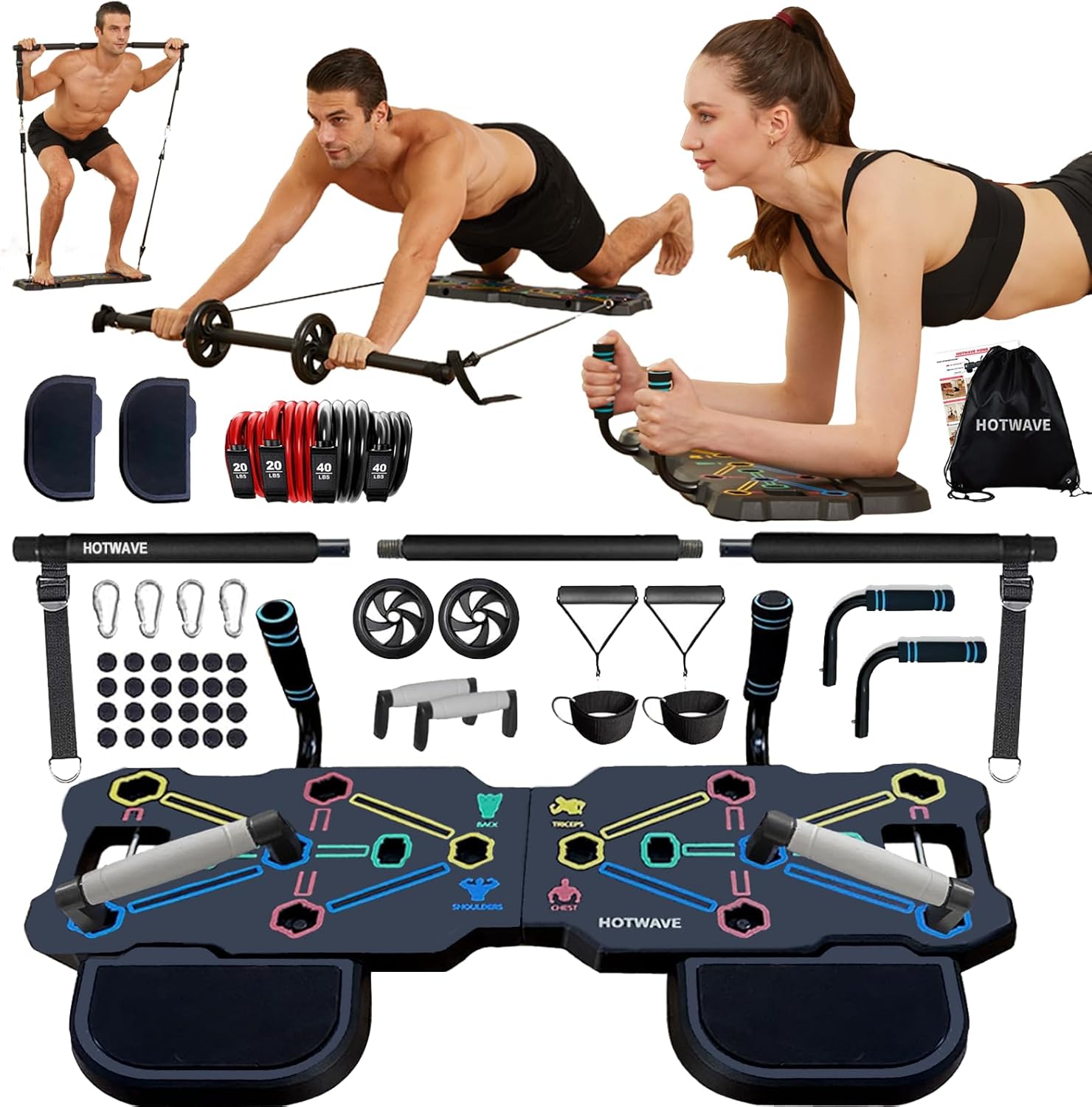 HOTWAVE Portable Workout Equipment with 20 Gym Accessories – Hotwavestore